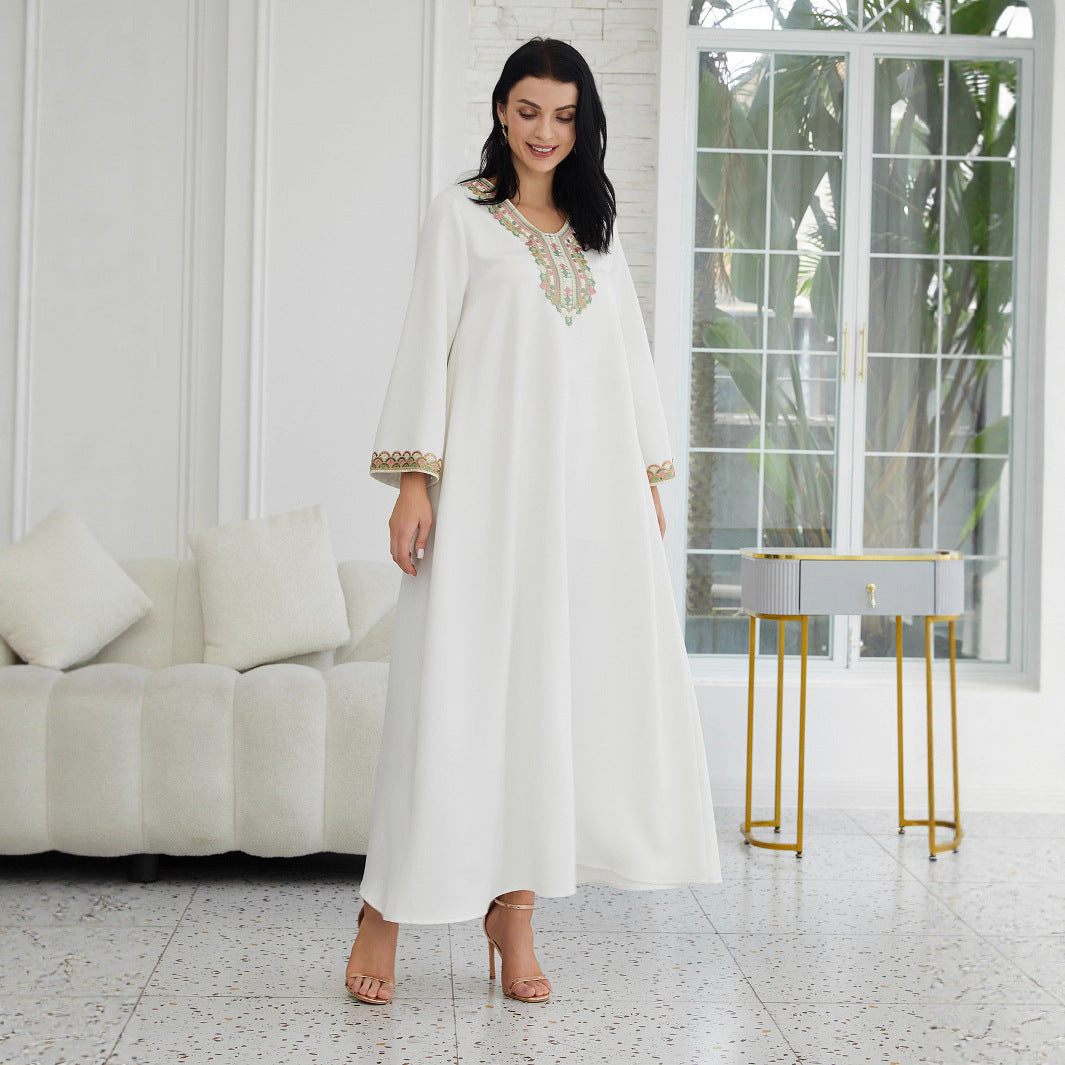 Müslüman Kadın Giyim Moda Dikişli Dantel Abaya Bornozu