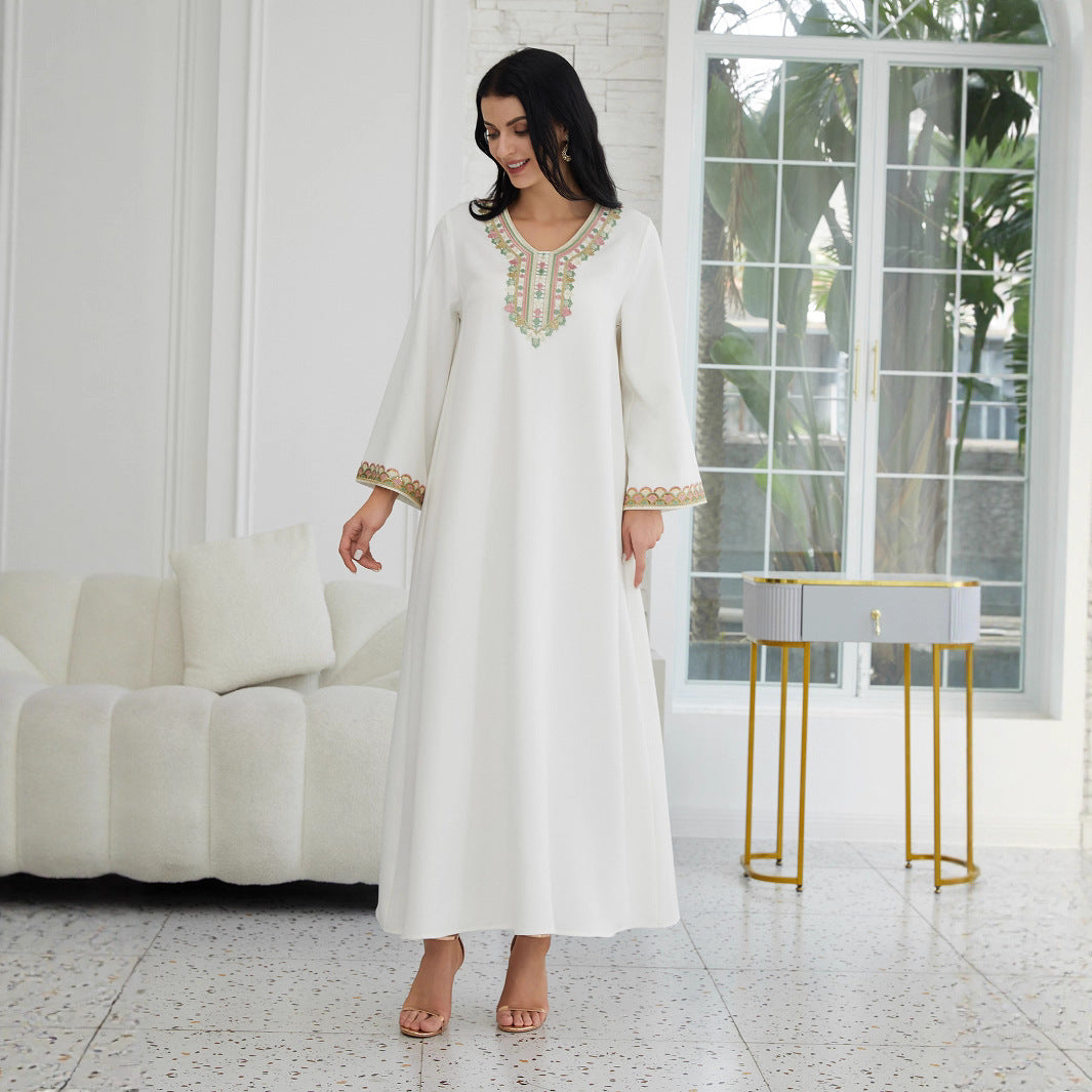 Müslüman Kadın Giyim Moda Dikişli Dantel Abaya Bornozu