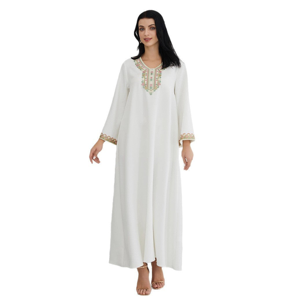 Müslüman Kadın Giyim Moda Dikişli Dantel Abaya Bornozu