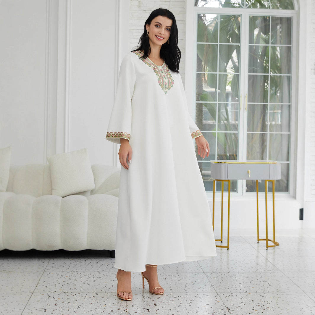Müslüman Kadın Giyim Moda Dikişli Dantel Abaya Bornozu
