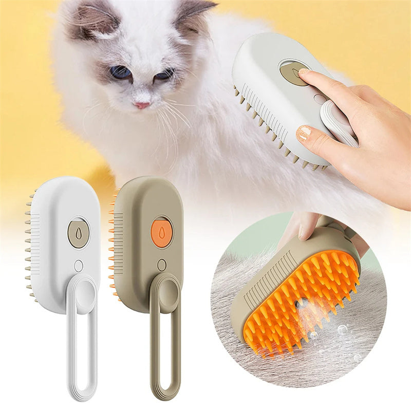 Kedi Buhar Fırçası Buharlı Köpek Fırçası 3'ü 1 Arada Elektrikli Sprey Kedi Tüy Fırçaları Masaj Evcil Hayvan Bakım Tarakları Tüy Dökücü Tarakları Evcil Hayvan Ürünleri