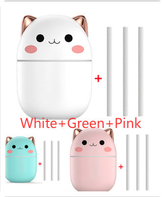 Sevimli Kedi Ultrasonik USB Ofis Ev Yatak Odası Araç Aromaterapi Hava Temizleyici LED Soğuk Sis Spreyi