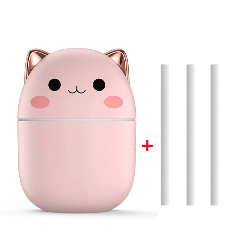 Sevimli Kedi Ultrasonik USB Ofis Ev Yatak Odası Araç Aromaterapi Hava Temizleyici LED Soğuk Sis Spreyi